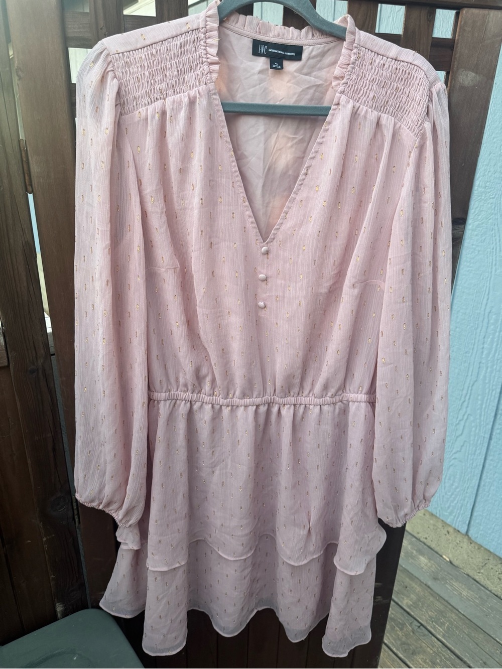 INC International Concepts Blush Pink Long-Sleeve Dress
